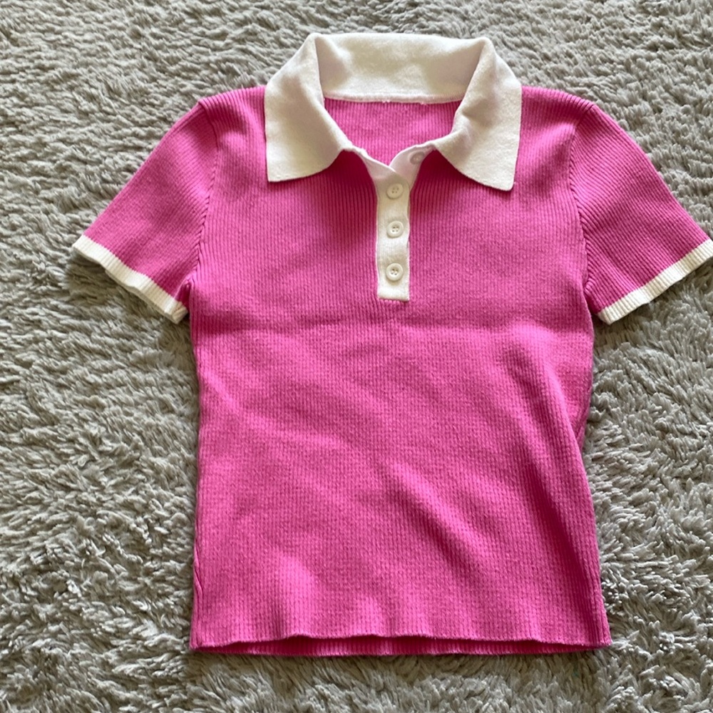 Formal pink cropped button down